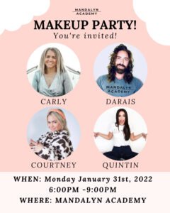 Makeup Party with Celebrity Makeup Artist Invitation card | Mandalyn Academy in American Fork, UT