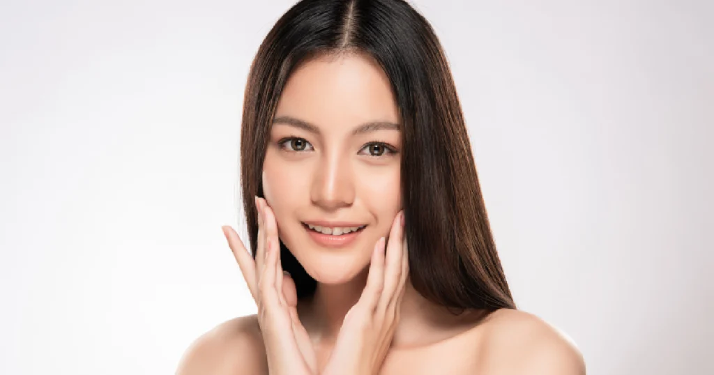 A women showing her face after Dermaplaning treatment in American Fork, UT